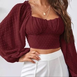 Milkmaid top. Crop Top. Blouses. Full sleeve Top